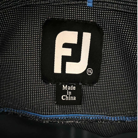 Footjoy Polo Shirt 2XL Black Blue Mens Bear Lake Polyester Golf Company Logo - Picture 3 of 15